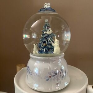 Pfaltzgraff Winter Frost Snow Globe Christmas Tree Polar Bear Holiday Decor